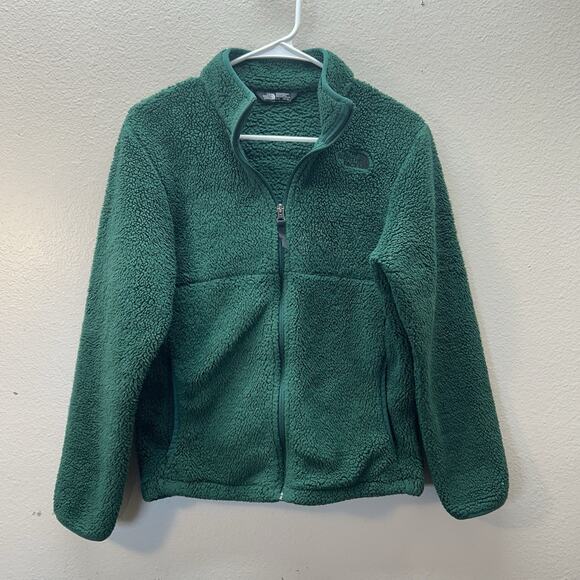 The North Face size L (14/16) Green full zip sherpa Teddy jacket Winter Outdoors - Picture 1 of 5